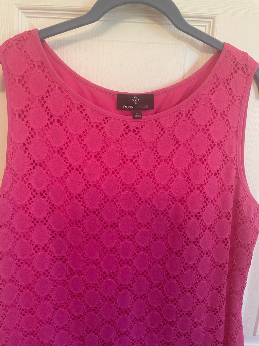 Ronni Nicole Hot Pink Lace Overlay Tank Dress